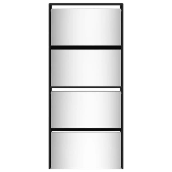 vidaXL Skoskap med speil 4 lag svart 63x17x134 cm