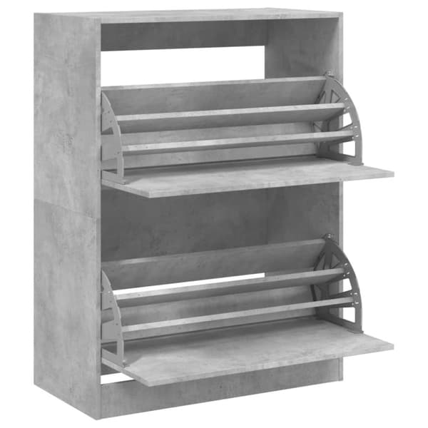 vidaXL Skoskap med 2 vippeskuffer betonggrå 80x42x108 cm