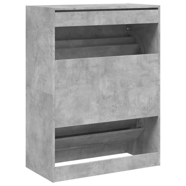 vidaXL Skoskap med 2 vippeskuffer betonggrå 80x42x108 cm