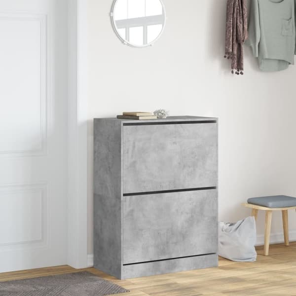 vidaXL skoskab med 2 vippeskuffer 80x42x108 cm betongrå
