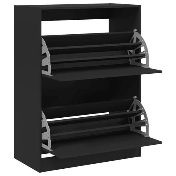 vidaXL Skoskåp med 2 flip-lådor svart 80x42x108 cm