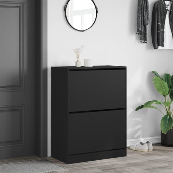 vidaXL Skoskåp med 2 flip-lådor svart 80x42x108 cm