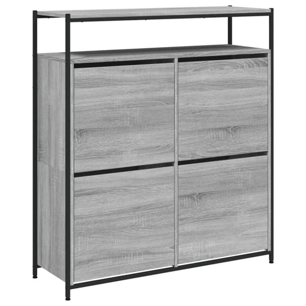 vidaXL Skoskap med 4 vippeskuffer grå sonoma 100x34x112 cm