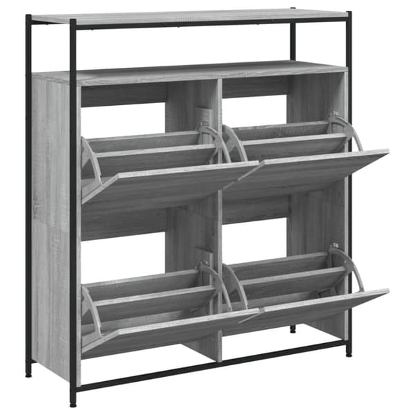 vidaXL skoskab med 4 vippeskuffer 100x34x112 cm grå sonoma-eg