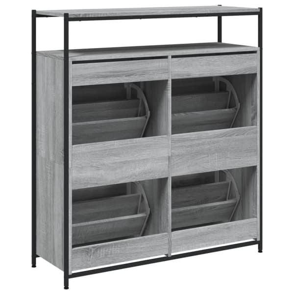 vidaXL skoskab med 4 vippeskuffer 100x34x112 cm grå sonoma-eg