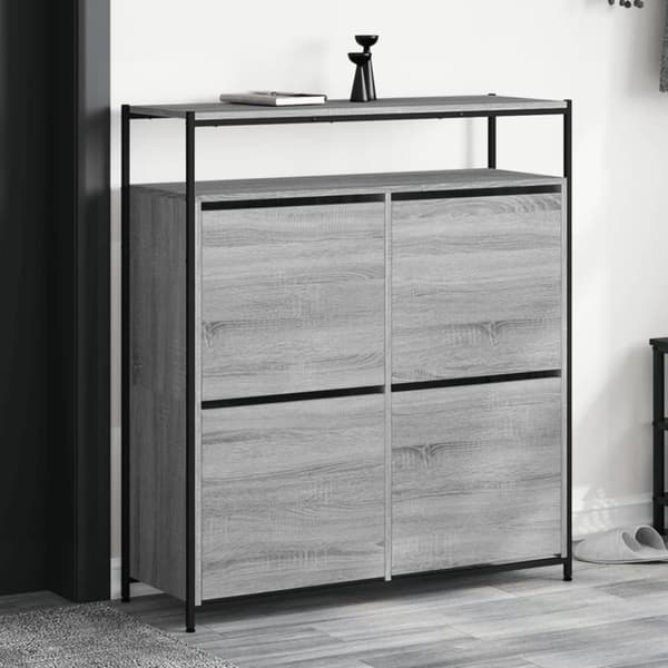 vidaXL skoskab med 4 vippeskuffer 100x34x112 cm grå sonoma-eg