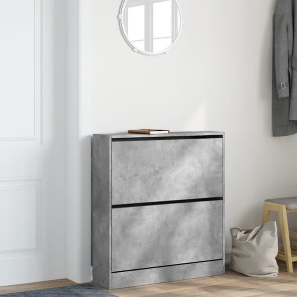 vidaXL Kenkäkaappi betoninharmaa 80x21x87,5 cm tekninen puu