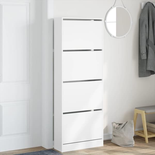 vidaXL Skohylla vit 60x21x163,5 cm konstruerat trä