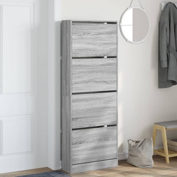 vidaXL Skoskap grå sonoma 60x21x163,5 cm konstruert tre