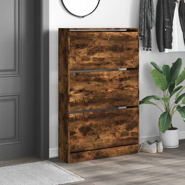 vidaXL Skoskap røkt eik 80x21x125,5 cm konstruert tre