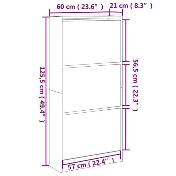 vidaXL Skohylla svart 60x21x125,5 cm konstruerat trä