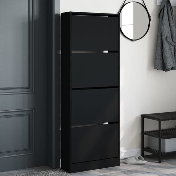 vidaXL Skoskap svart 60x21x163,5 cm konstruert tre