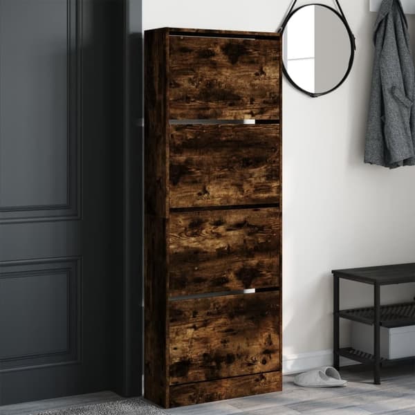 vidaXL Skoskap røkt eik 60x21x163,5 cm konstruert tre