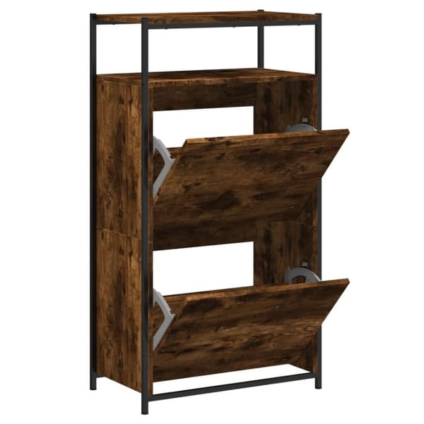vidaXL skoreol 60x34x112 cm konstrueret træ røget egetræsfarve