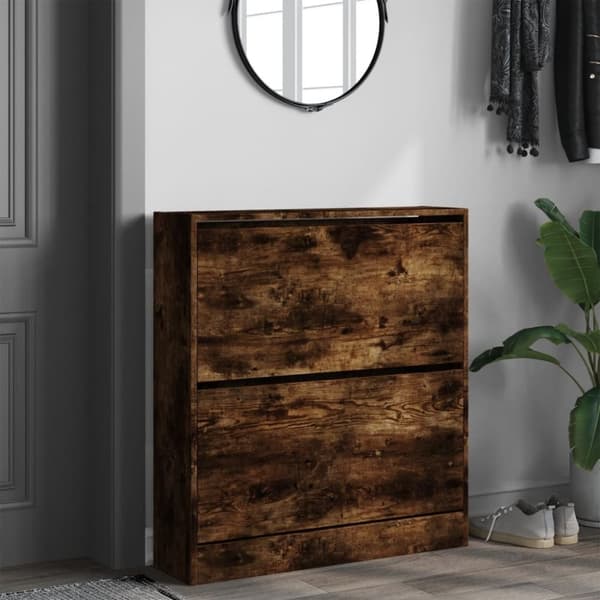 vidaXL Skoskap røkt eik 80x21x87,5 cm konstruert tre