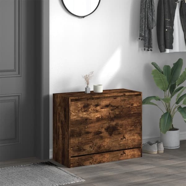 vidaXL Skoskap røkt eik 80x34x63 cm konstruert tre
