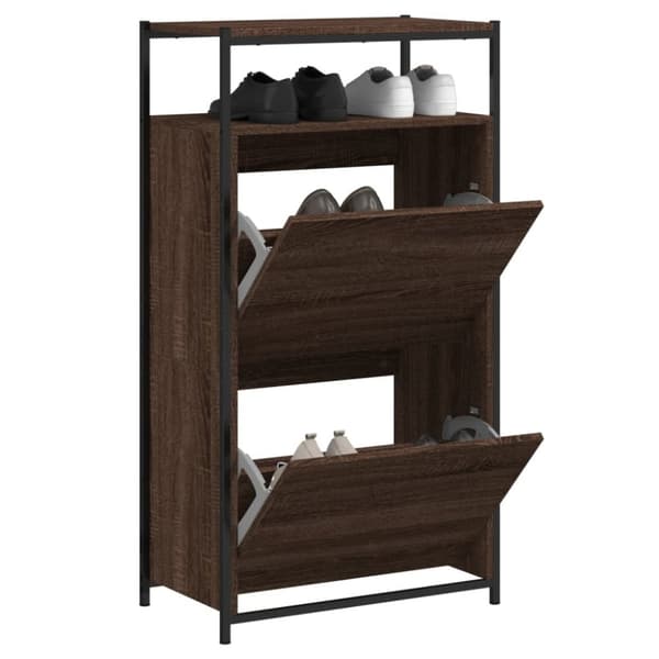vidaXL Kenkäkaappi ruskea tammi 60x34x112 cm tekninen puu