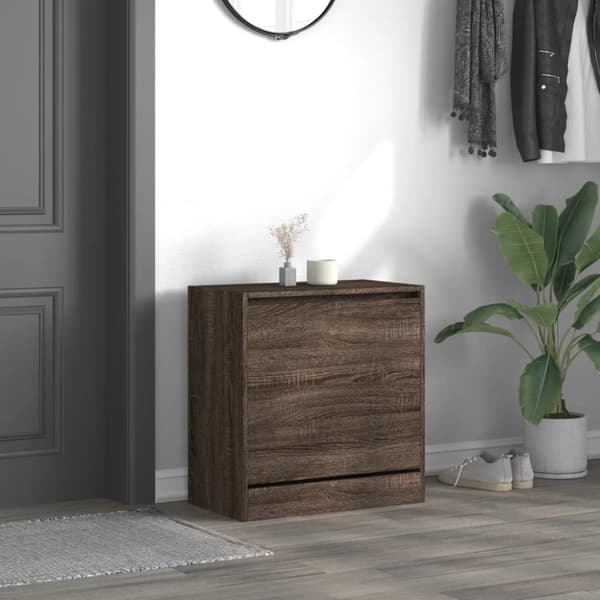 vidaXL skoreol 60x34x63,5 cm konstrueret træ brun egetræsfarvet
