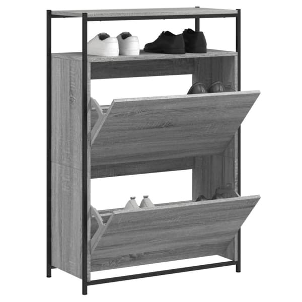 vidaXL Kenkäkaappi harmaa Sonoma 75x34x112 cm tekninen puu