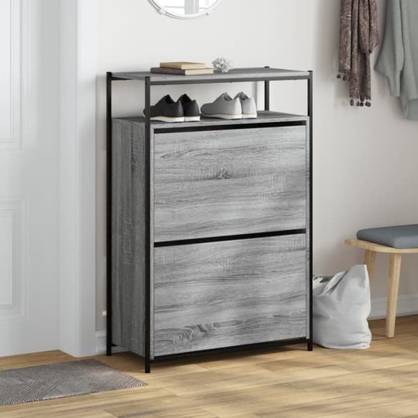 vidaXL Kenkäkaappi harmaa Sonoma 75x34x112 cm tekninen puu