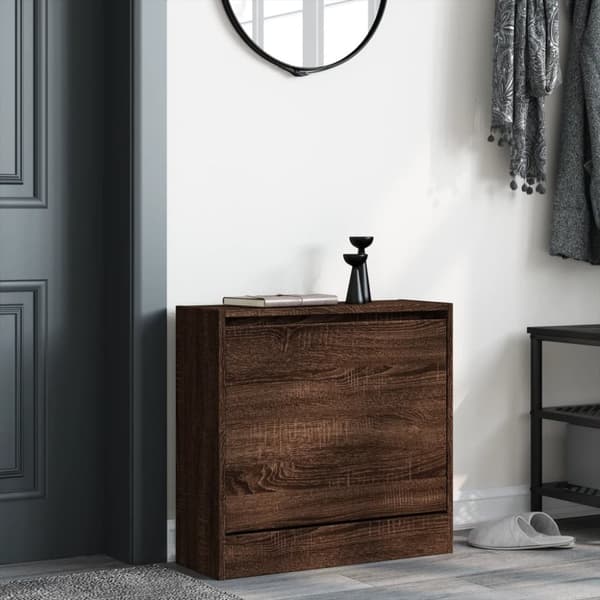 vidaXL Skoskap brun eik 60x21x57 cm konstruert tre