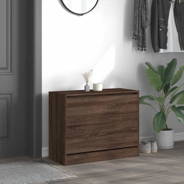 vidaXL Kenkäkaappi ruskea tammi 80x34x63 cm tekninen puu