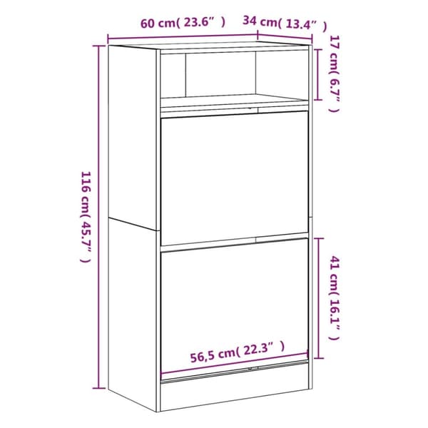 vidaXL skoreol 60x34x116 cm konstrueret træ sort