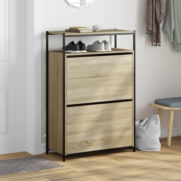 vidaXL Kenkäkaappi Sonoma-tammi 75x34x112 cm tekninen puu