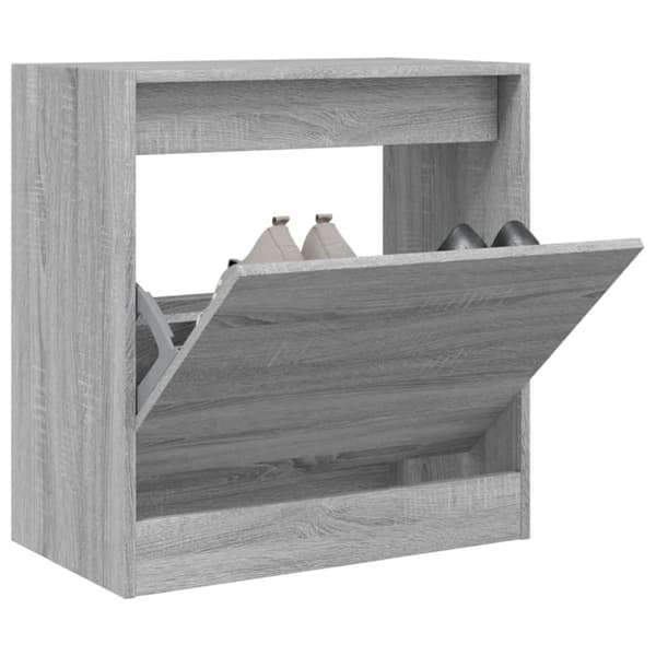 vidaXL Kenkäkaappi harmaa Sonoma 60x34x63,5 cm tekninen puu
