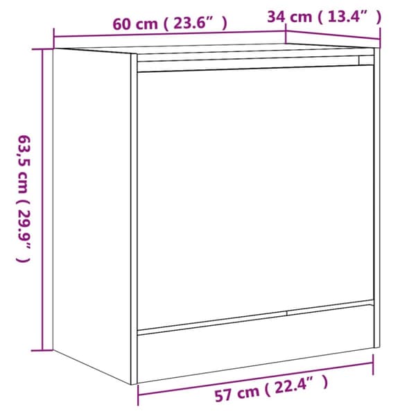 vidaXL Skoskap grå sonoma 60x34x63,5 cm konstruert tre