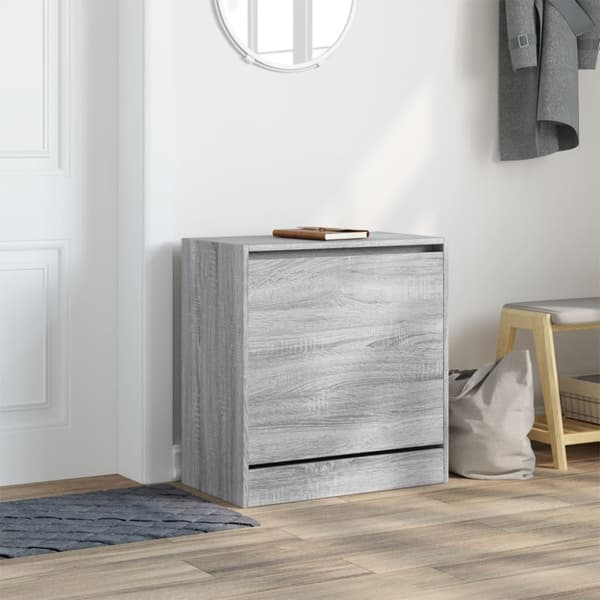 vidaXL Skoskap grå sonoma 60x34x63,5 cm konstruert tre