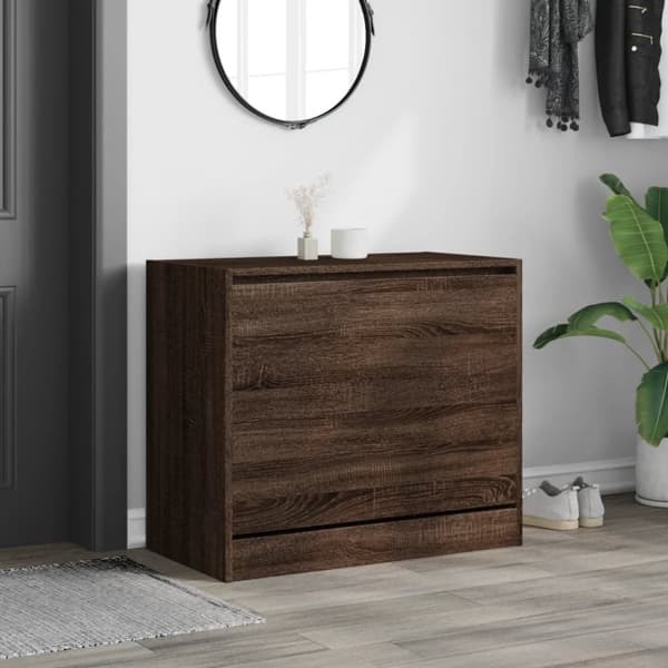 vidaXL Skohylla brun ek 80x42x69 cm konstruerat trä