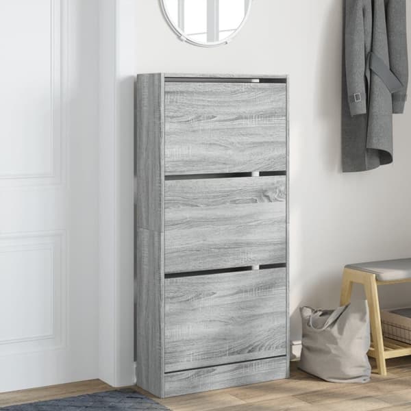 vidaXL skoreol 60x21x125,5 cm konstrueret træ grå sonoma-eg