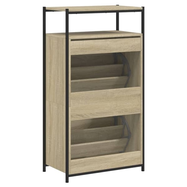 vidaXL Skoskap sonoma eik 60x34x112 cm konstruert tre