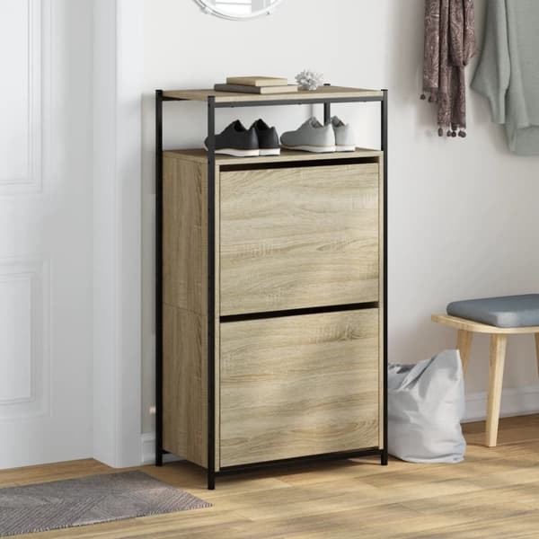 vidaXL Skoskap sonoma eik 60x34x112 cm konstruert tre