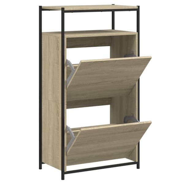 vidaXL Skoskap sonoma eik 60x34x112 cm konstruert tre