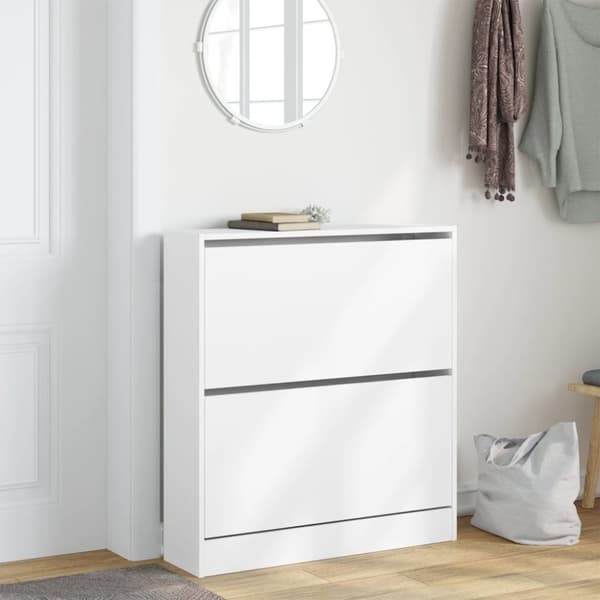 vidaXL Skoskap hvit 80x21x87,5 cm konstruert tre