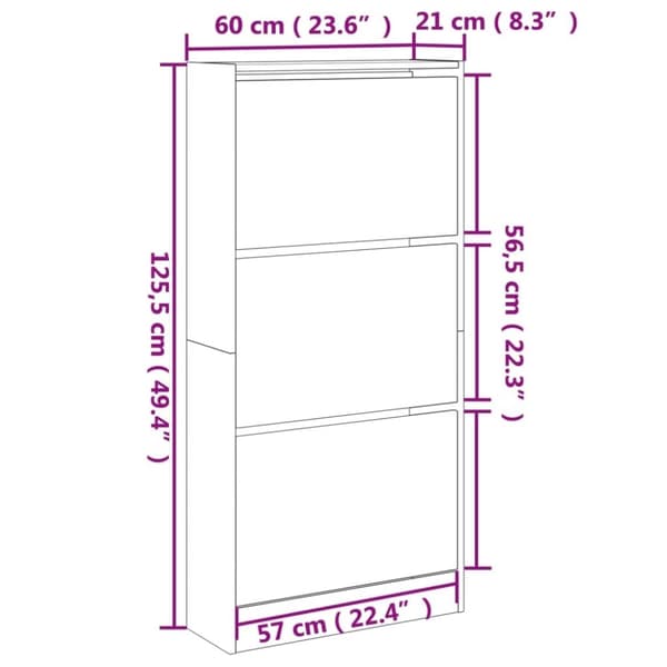 vidaXL skoreol 60x21x125,5 cm konstrueret træ hvid