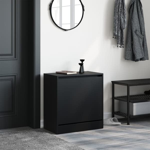 vidaXL Skoskap svart 60x34x63,5 cm konstruert tre