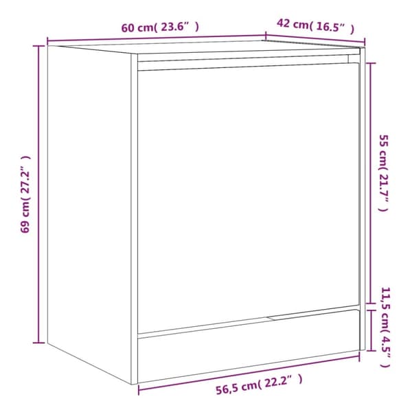 vidaXL Skoskap grå sonoma 60x42x69 cm konstruert tre