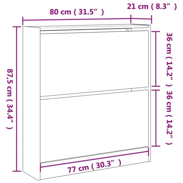 vidaXL Skoskap svart 80x21x87,5 cm konstruert tre
