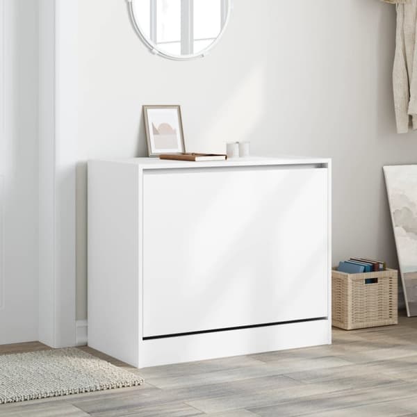 vidaXL Skoskap hvit 80x42x69 cm konstruert tre
