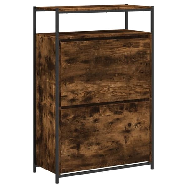 vidaXL Skoskap røkt eik 75x34x112 cm konstruert tre