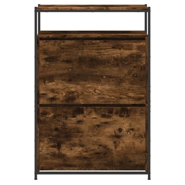 vidaXL Skoskap røkt eik 75x34x112 cm konstruert tre