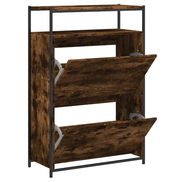 vidaXL Skoskap røkt eik 75x34x112 cm konstruert tre