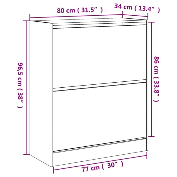 vidaXL Skohylla betonggrå 80x34x96,5 cm konstruerat trä