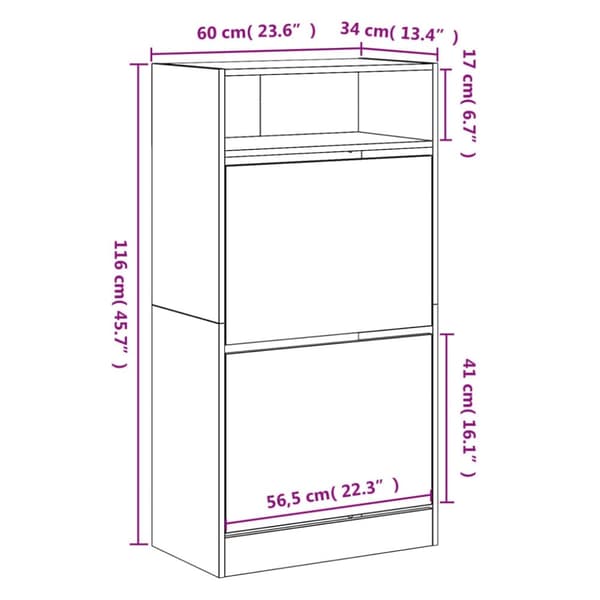 vidaXL skoreol 60x34x116 cm konstrueret træ betongrå