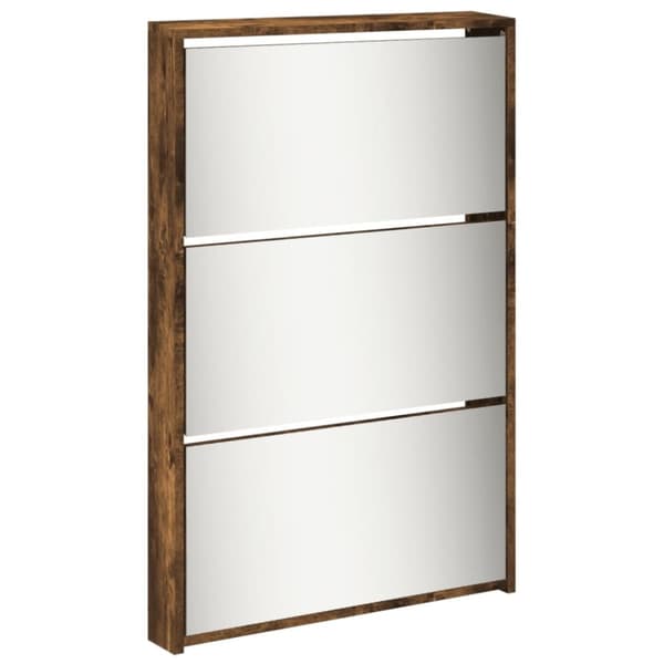 vidaXL skoskab med spejl og 5 hylder 63x17x169,5 cm røget egetræsfarve
