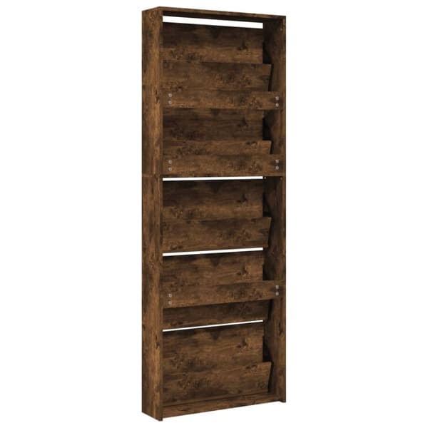 vidaXL skoskab med spejl og 5 hylder 63x17x169,5 cm røget egetræsfarve