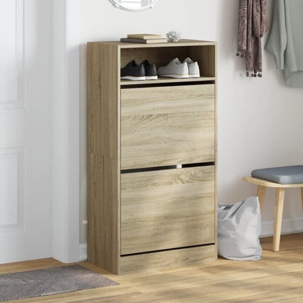 vidaXL Skoskap sonoma eik 60x34x116 cm konstruert tre